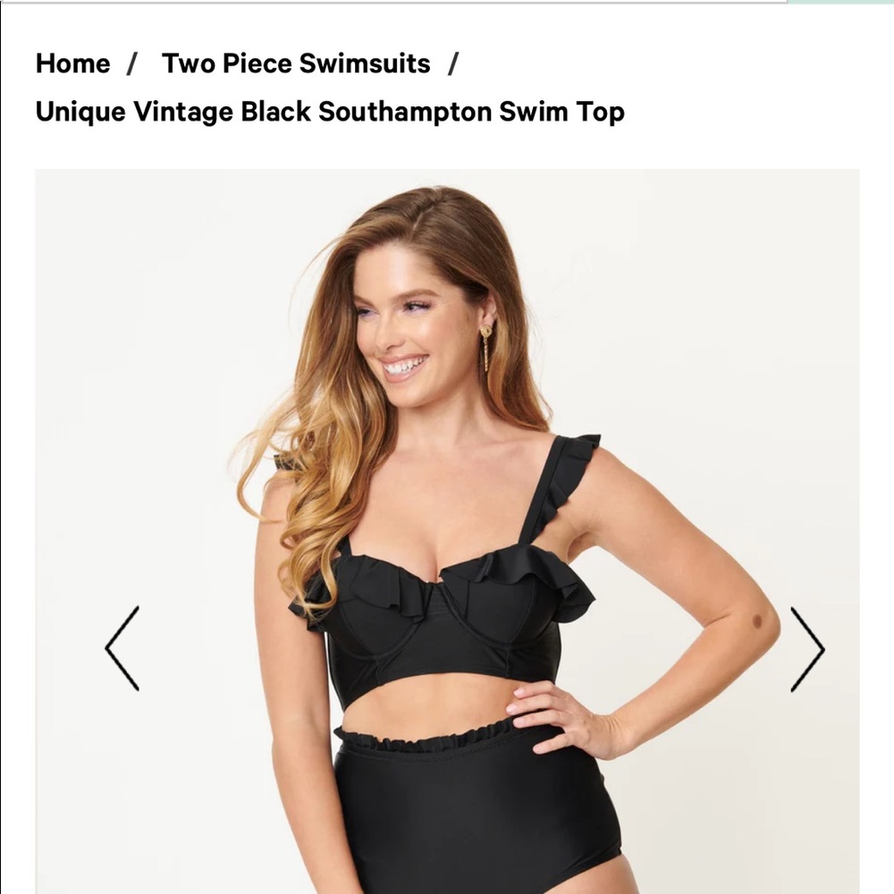 Unique Vintage Black Southampton Swim Top - Picture 3 of 4